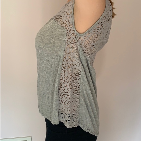 Altar’d State Gray Short Sleeve with Lace - Picture 2 of 4